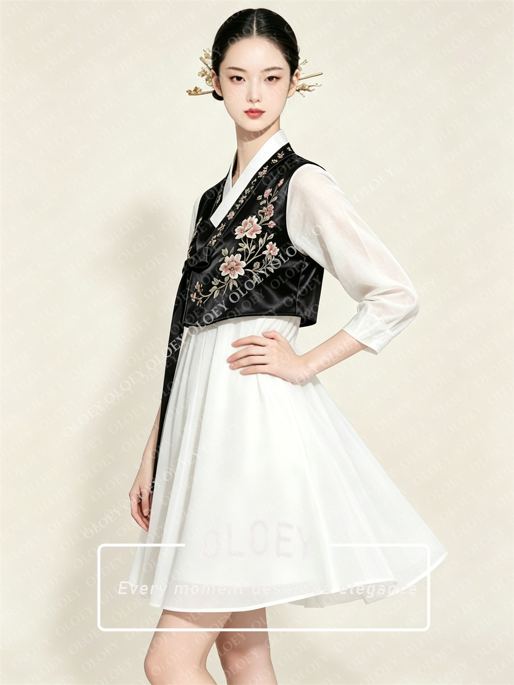 OLOEY Stylish Black Satin Ivor - огляд і ціна Hanbok Modern Set