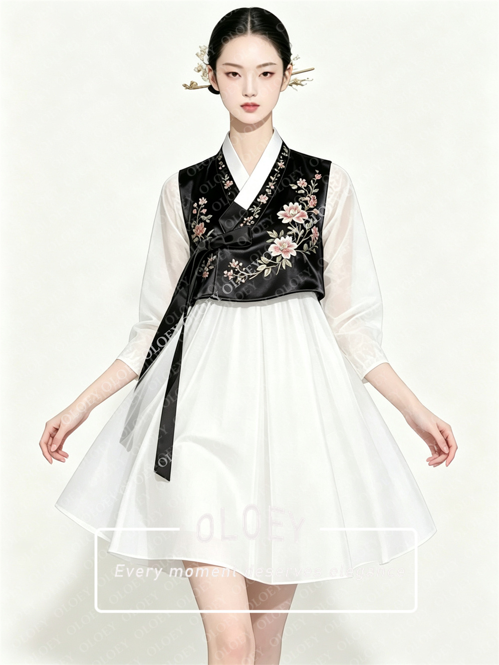 OLOEY Stylish Black Satin Ivor - огляд і ціна Hanbok Modern Set