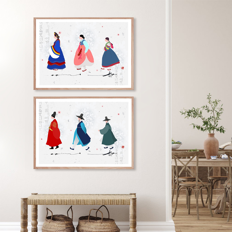 Korean Art Print Asian Traditi - огляд і ціна Hanbok Modern Set