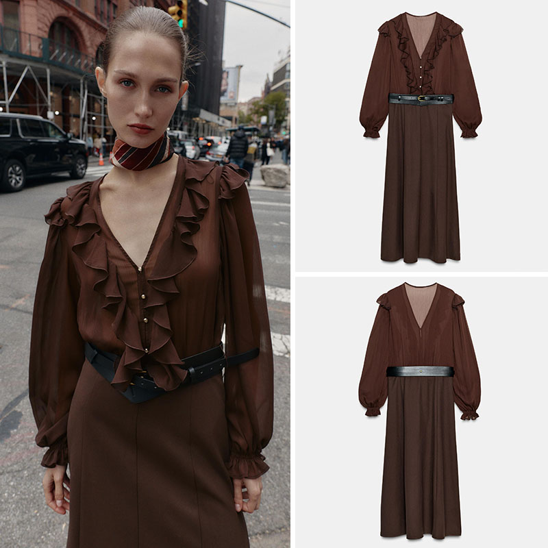 Elegant V-Neck Long Sleeve Mid - огляд і ціна Ethnic Wear In Fashion